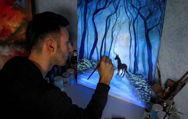 Кристофоро Скорпинити, Cristoforo Scorpiniti, картины светящиеся в темноте, картины люминесцентной краской