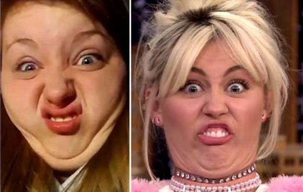 Майли Сайрус корчит рожи, Майли Сайрус на The Tonight Show, Майли Сайрус и Джимми Фэллон, Майли Сайрус Funny Face-Off