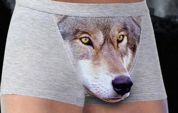 трусы с 3D-животными, трусы с 3D волком