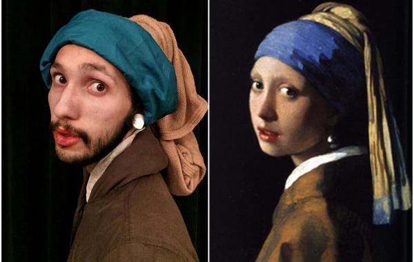 парни пародируют знаменитые картины, Крис и Франсиско пародируют картины