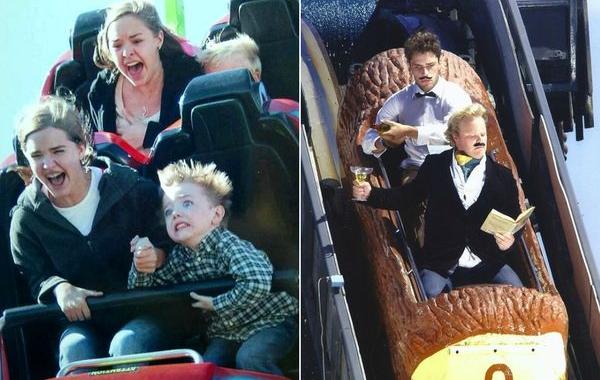 смешные люди на аттракционах, приколы на американских горках, смешные люди на американских горках