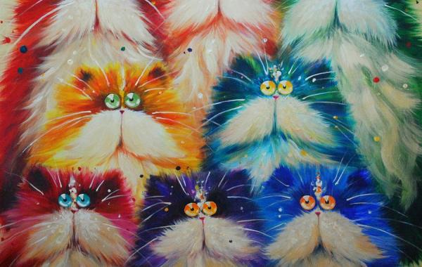 Глазастые коты от Ким Хаскинс Kim Haskins