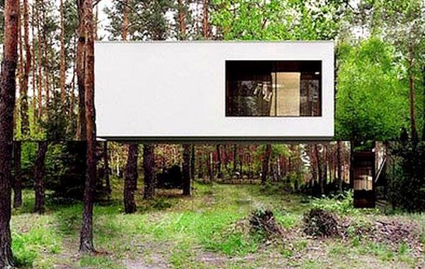 зеркальный дом, зеркальный дом посреди леса, невидимы дом, невидимый дом зеркала