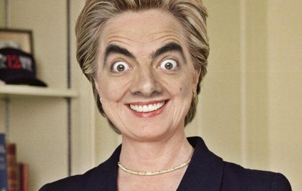 Фотошоп. Если скрестить двух знаменитостей  Хиллари Клинтон и Роуэн Аткинсон