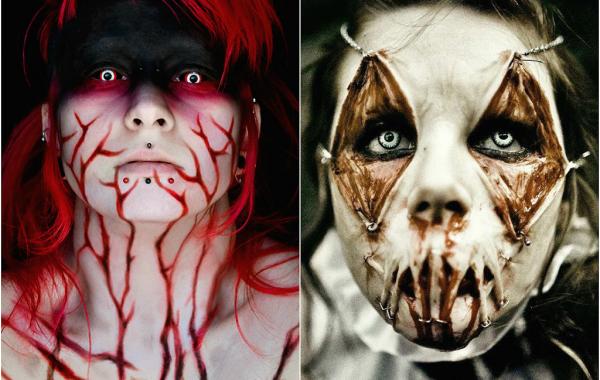 жуткий хэллоуинский макияж, страшный грим