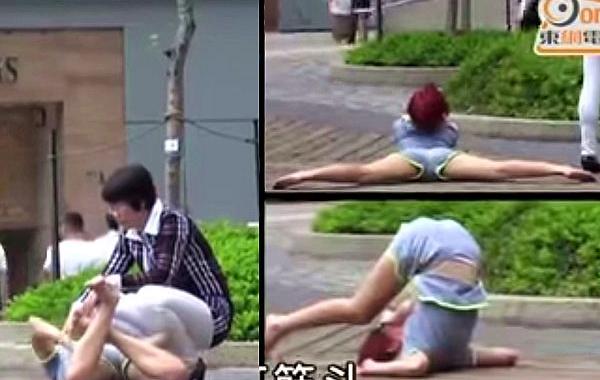 китаянка истерика посреди улицы, китаянка бросил парень по смс, девушка истерика посреди улицы