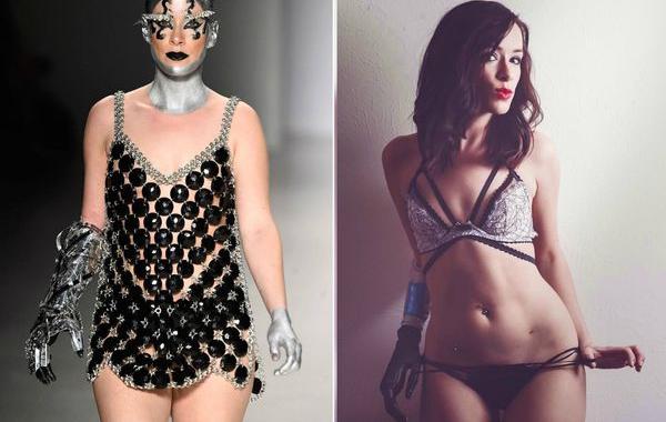 модель с бионической рукой, Ребека Марин, модель-инвалид на недели моды в Нью-Йорке