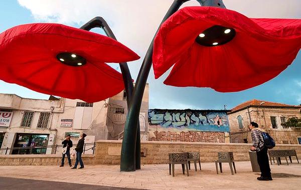 цветочные фонари, фонари в виде цветов в Иерусалиме, Warde Vallero 