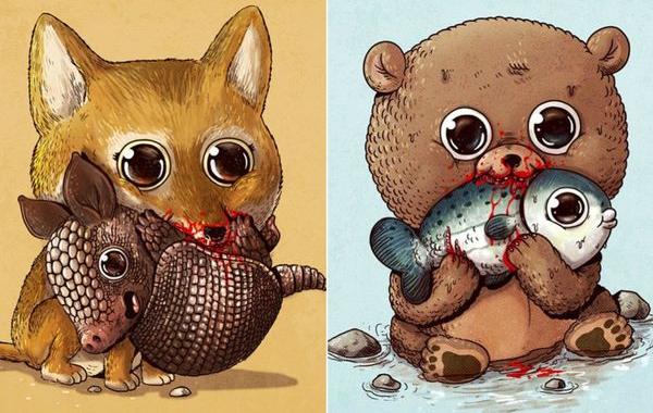 жертва против добычи, очаровательные иллюстрации жертвы и добычи, Алекс Солис, Alex Solis