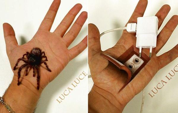 3D-иллюзии на ладонях, оптические иллюзии на ладонях, Лука Луче, Luca Luce