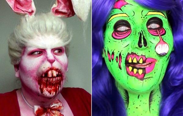 Энджи Девис, визажист превращает себя в монстров