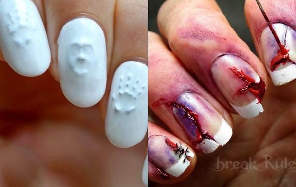 идеи маникюра для Хэллоуина, страшный маникюр