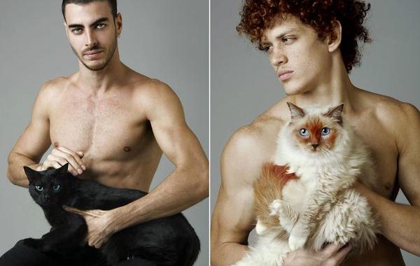 Полуобнажённые горячие парни с котиками, Микеланджело Сесилиа, Michelangelo Cecilia