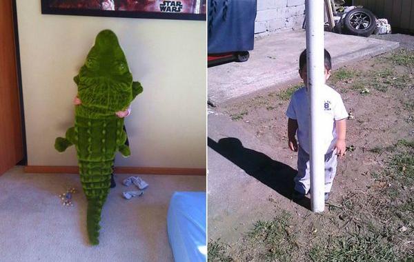 Маленькие мастера маскировки, дети играют в прятки