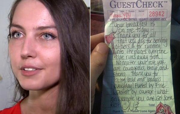 официантка принесла записку пожарным, пожарные помогли купить фургон парализованному, Лиз Вудворд, Liz Woodward