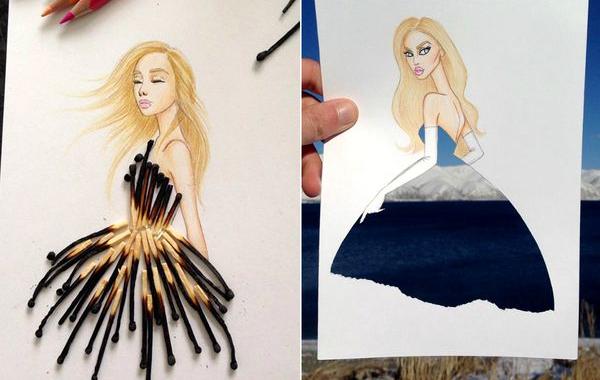 эскизы платьев из повседневных вещей,  Эдгар Артис