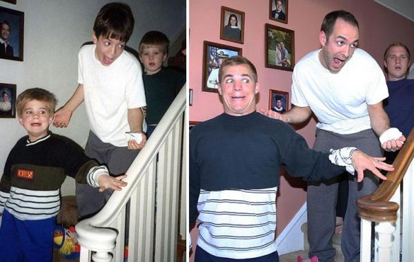 Три брата воссоздали свои детские снимки