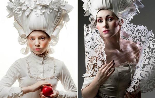 Fashion Paper, бумажные парики и платья, Ася Козина
