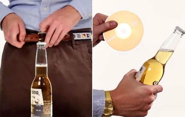 как открыть бутылку, открыть бутылку без открывалки