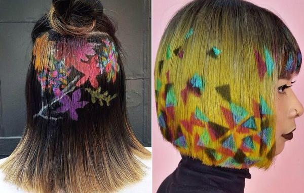 Граффити на волосах? окрашивание волос трафаретами,  новый тренд в окрашивании волос