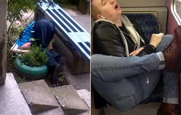 зансули в странных местах, люди спят в странных местах, люди спят в необычных местах, люди внезапно заснули