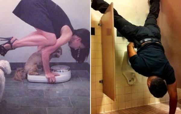 Туалетные фотографии, странные люди в туалете