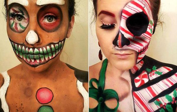 тематический новогодний макияж, новогодний макияж идеи