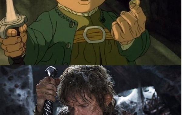 Сравнение персонажей из мультфильма "Хоббит" 1977 года с актерами фильма 2012 года