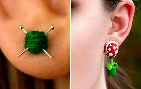 Оригинальные серьги, креативные серёжки