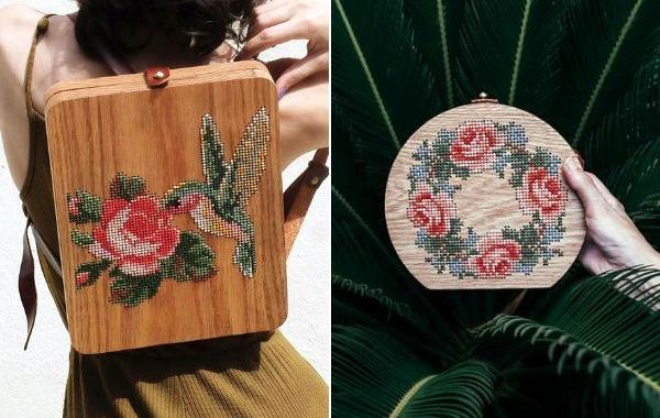 деревянные сумки с вышивкой, деревянные сумки вышитые крестиком, grav grav