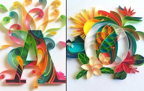 работы из цветной бумаги, бумажная типографии, Сабина Карник, Sabeena Karnik