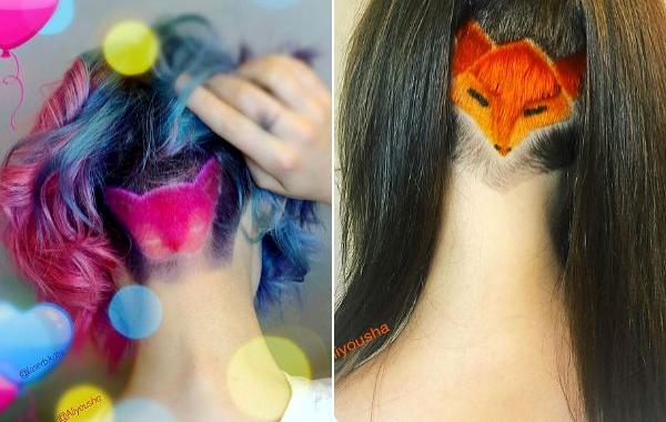 парикмахер Алия Аскарова, красочные прически, животные выбритые на затылках