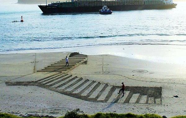 рисунки на пляже 3D, 3D рисунки на песке, Джейми Харкинс, Jamie Harkins