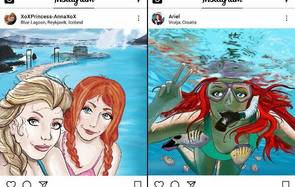 диснеевские принцессы в отпуске, диснеевские принцессы в Instagram