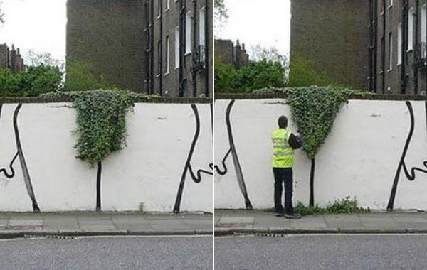 стрит-арт взаимодействует с окружающей средой, уличное искусство взаимодействует с окружением