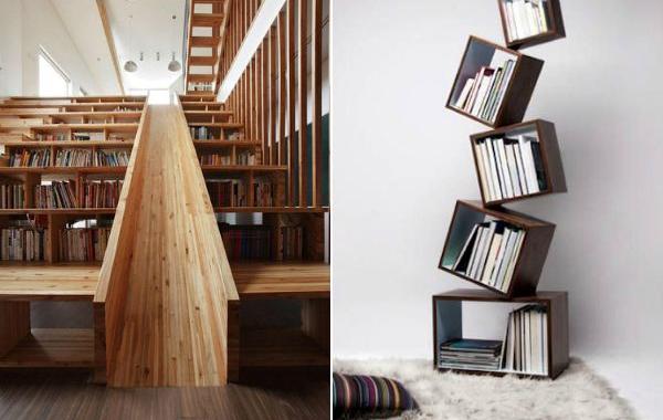 необычные книжные шкафы, необычные книжные полки, дизайнерские книжные шкафы