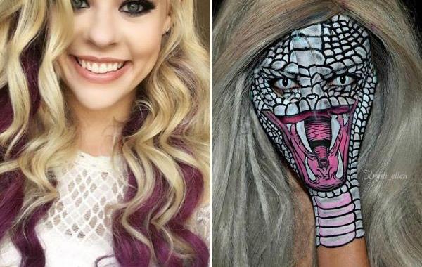 бодиарт, использует руку как маску, Кристи Эллен, Krysti Ellen