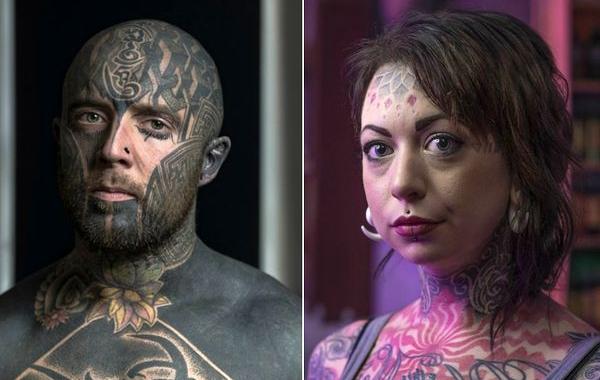 Люди с татуировками на лице, татуированные лица, Марк Ливер, Mark Leaver  Tattoos