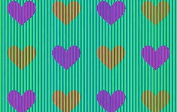 фиолетовые и оранжевые сердца, цвета одного цвета, сердца разных цветов на картинке