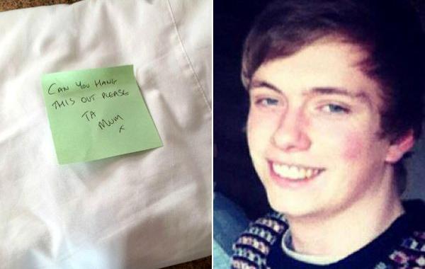 парень обхитрил маму, мама попросила повесить рубашку оставила записку