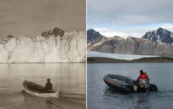 арктические ледники до и после, арктические ледники тогда и сейчас