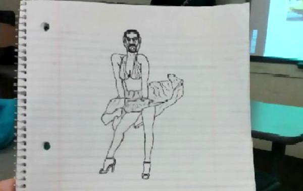 Студент рисовал на парах, карикатуры на преподавателя