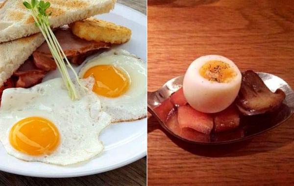 еда хипстера и нормального человека, подают блюда в ресторанах для хипстеров и для нормальных людей, подают еду для хипстеров