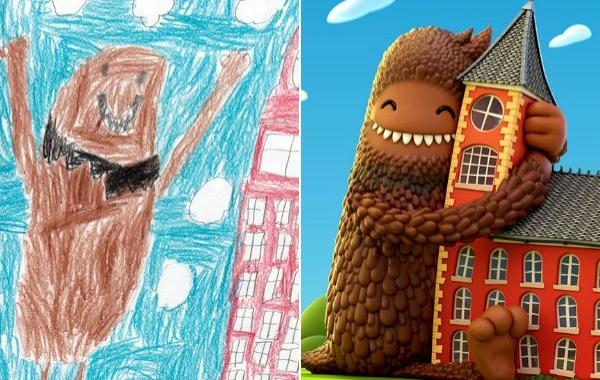 Художники усовершенствовали детские рисунки, детские рисунки до и после