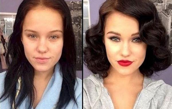 до и после макияжа, полезные советы макияж, девушки до и после макияжа