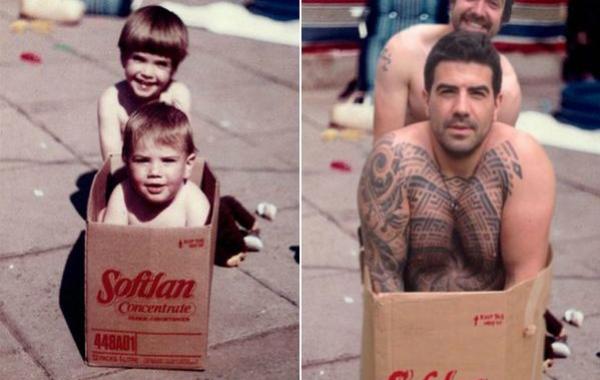 Братья воссоздали свои детские снимки, воссоздали детские фотографии 