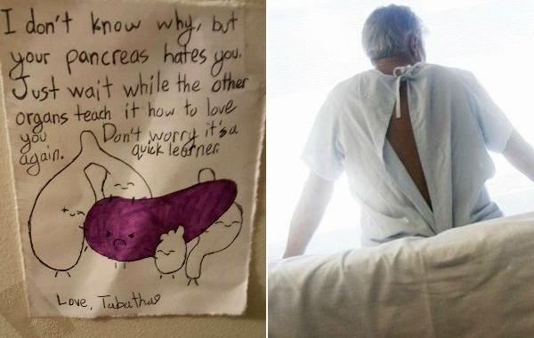 подбадривательная записка, дочь написала записку папе в больницу, смешная записка девочки к папе