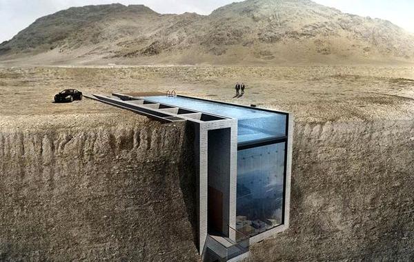 дом в скале с видом на море, Casa Brutale, Брутальный дом, проект дома в скале с видом на море