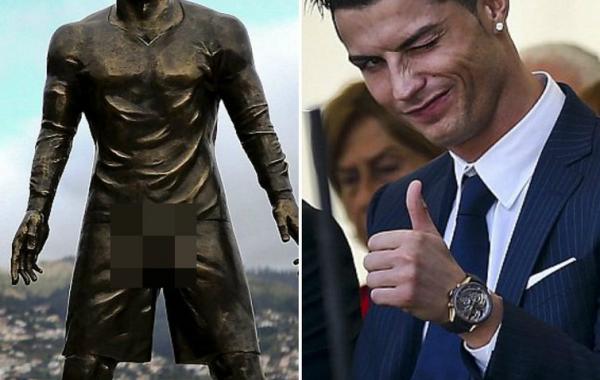 высмеяли статую Криштиану Роналду, статуя Криштиану Роналду, промежность статуи Криштиану Роналду, шорты статуи Криштиану Роналду, 