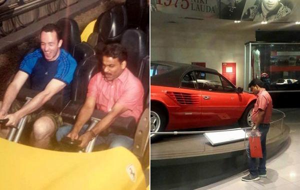 пассажир сделал день таксиста незабываемым, взял таксиста с собой в парк, таксист в парк Ferrari World